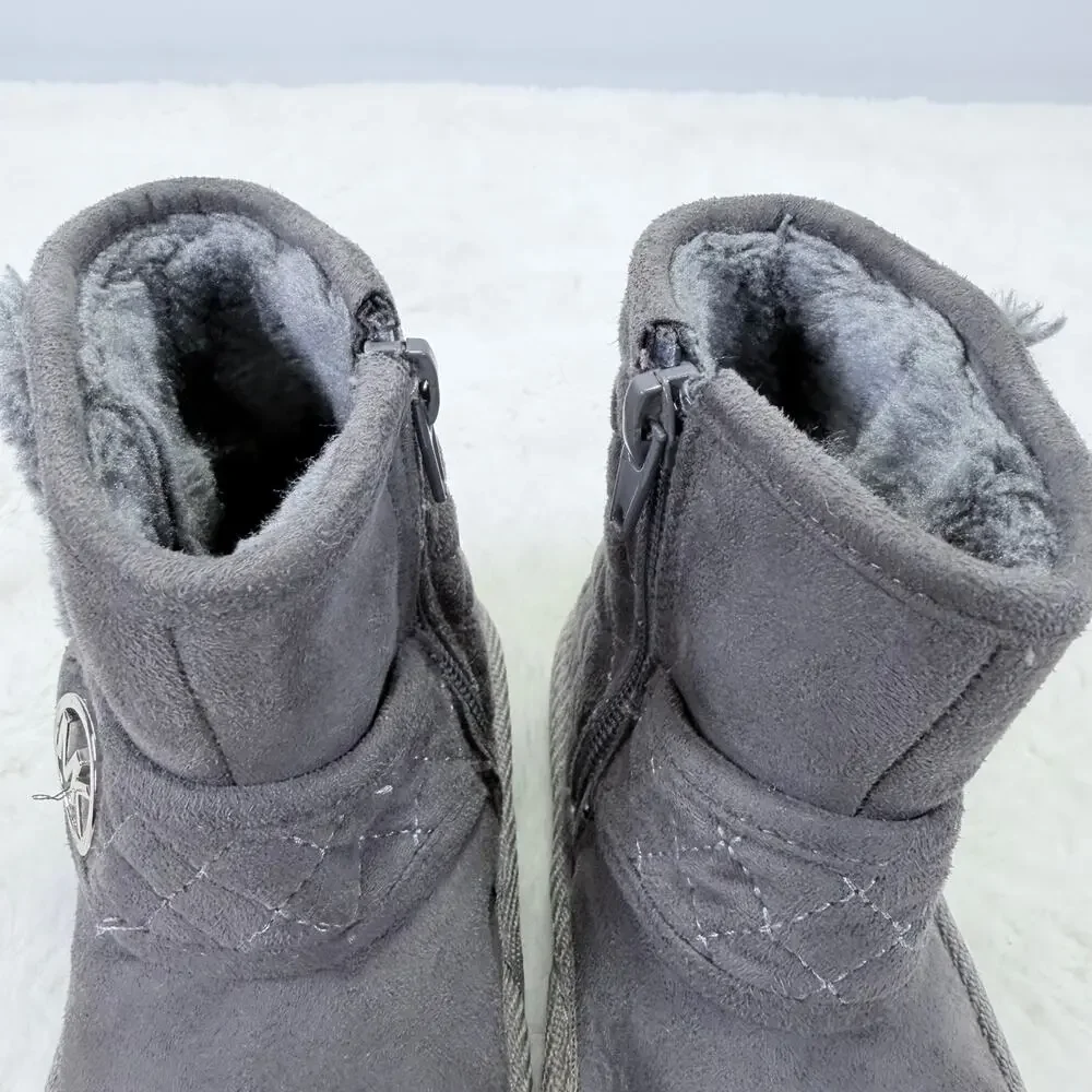 Michael Kors Little Girls Gray Faux Fur Winter Boots Size 7